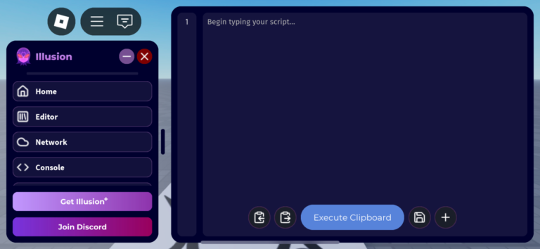 Interface of Illusion Executor For Android Roblox