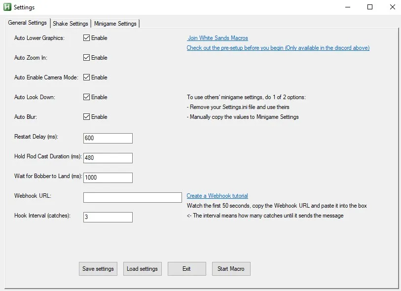Fisch Macro v12 General Settings