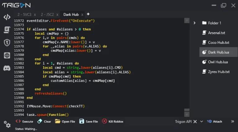 Trigon Evo Executor Interface in it's Latest Android APK Version