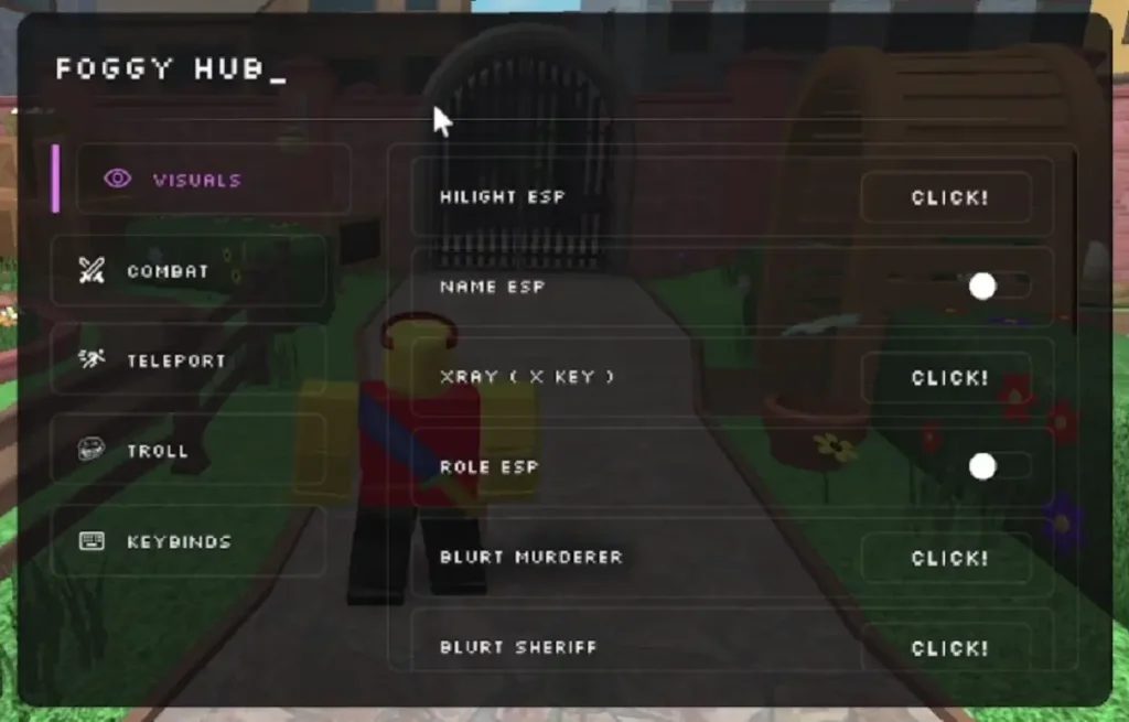 Foggy Hub Script (Updated February, 2026) - ESP, Teleport, Fling All, coin farm, & More